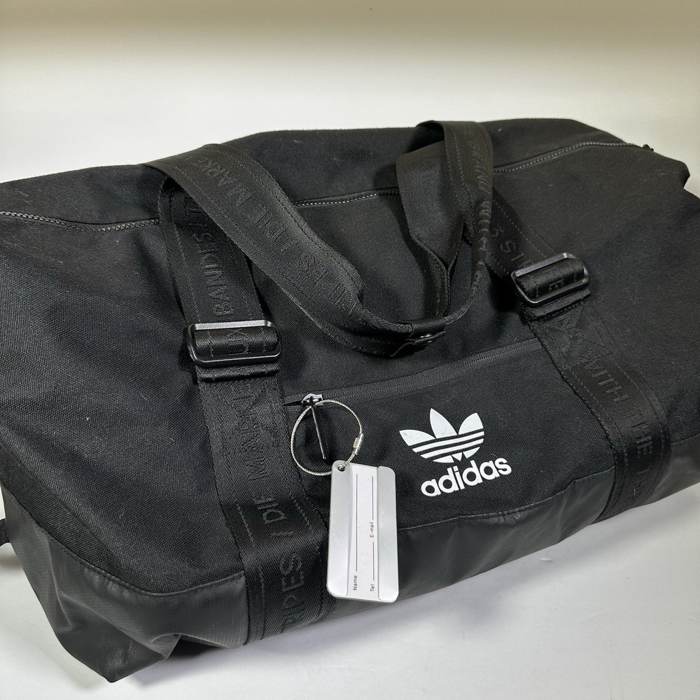Adidas Originals Duffle Bag Black Gym Travel Trefoil Logo Strap Unisex